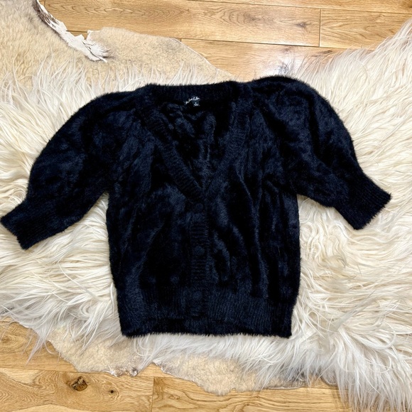 For Love and Lemons Fuzzy Puff Sleeve Cardigan - Picture 1 of 7